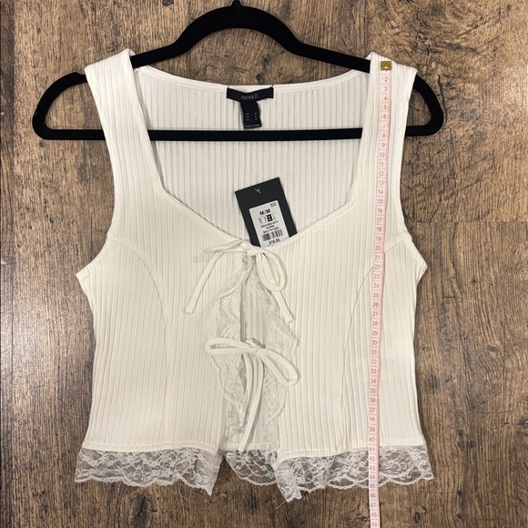 Forever 21 Cream Lace-Trimmed Tie-Front Top - Picture 5 of 8
